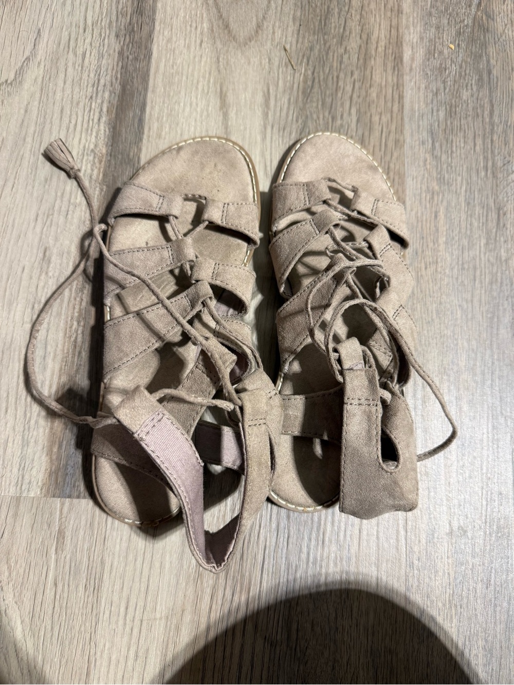 Women’s Lace-Up Gladiator Sandals - Taupe Suede